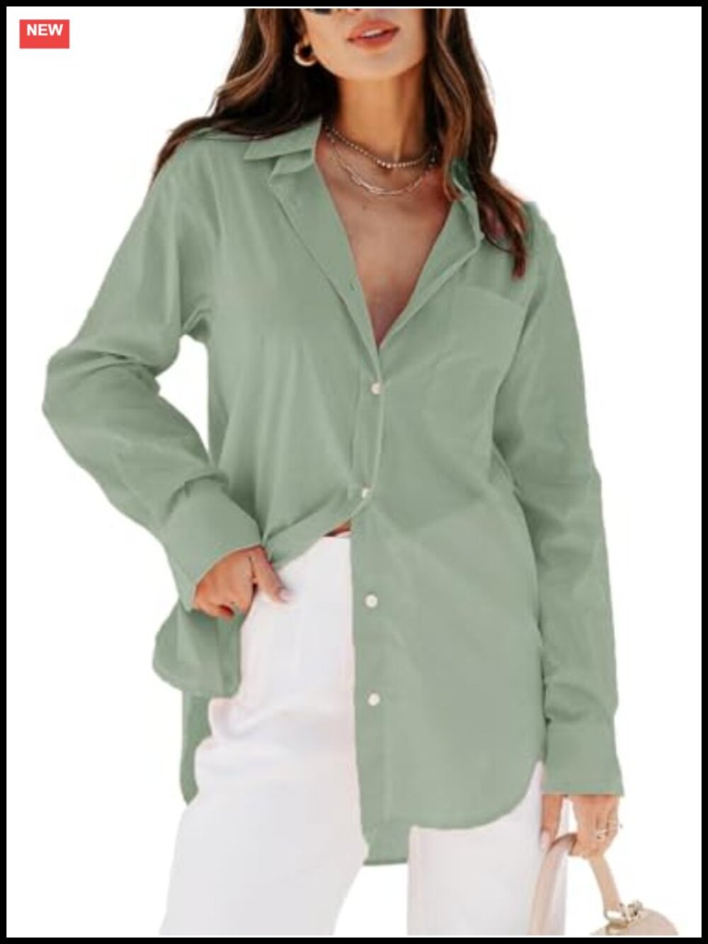 Oversized Button Down Shirt Women Long Sleeve Cotton Blend Blouse